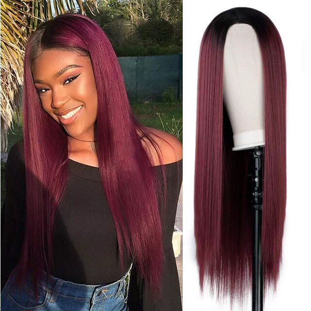 Long Straight Green Belt Bangs Ladies Synthetic Wig 26 Inches 65 Cm Cosplay Anime High Temperature And Heat Resistant Fiber Wig