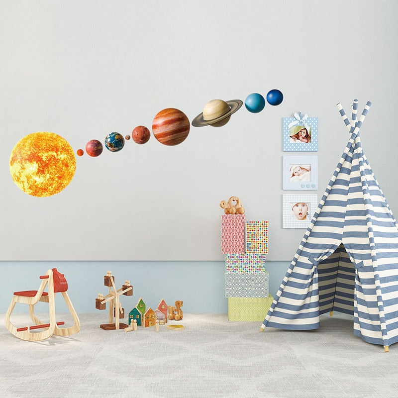 Solar System Planets Wall Stickers for Kids Room Living Room Home Decoration Wall Decal Home Decor Baby Nursery Wall Decoration