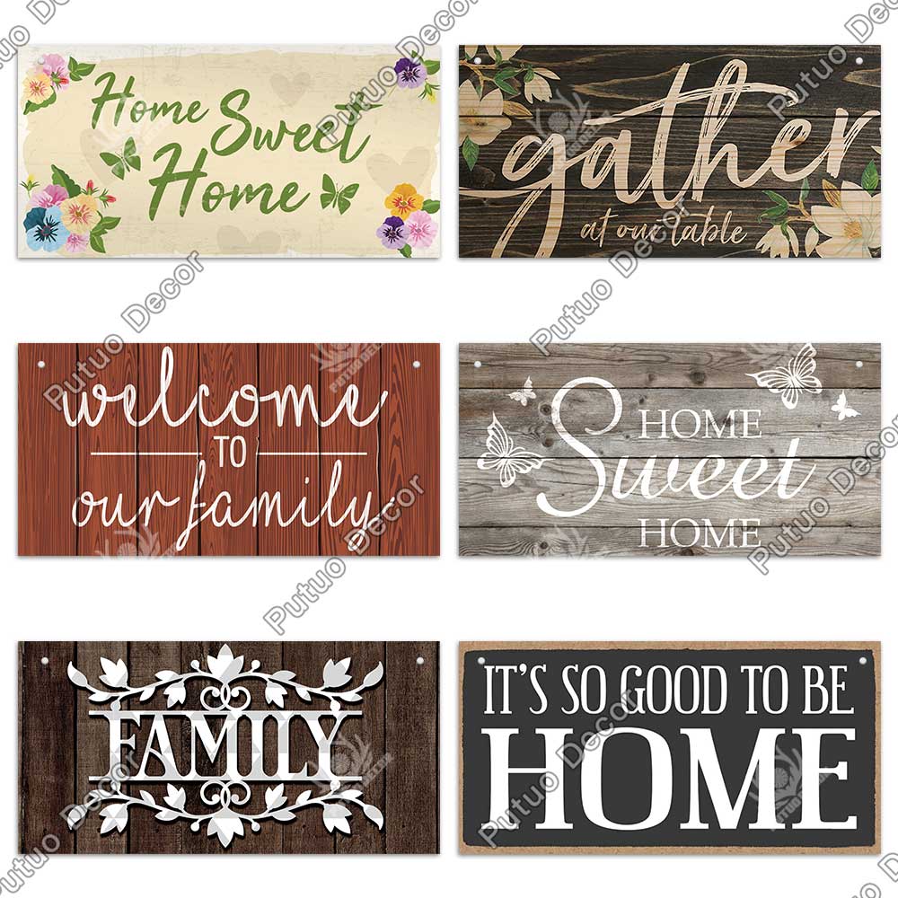 Putuo Decor Home Wooden Signs Family Wood Wall Plaque Wood Art Home Decor for Friendship Wooden Pendant Home Wall Decoration