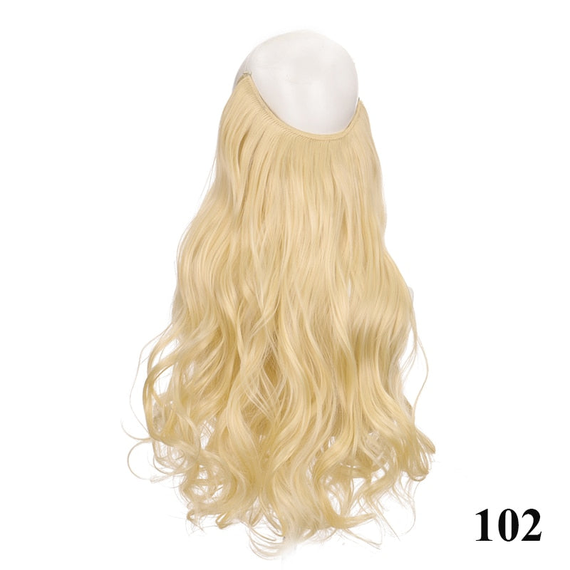 Invisible Wire No Clip One Piece Hair Extensions Secret Fish Line Hair Pieces Wave Straight Synthetic Fake 24 inch