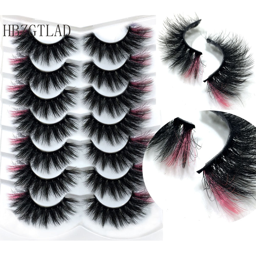 7pairs Colored Lashes 22 Styles 3d Mink Lashes Dramatic Colorful Natural Eyelashes Extension Fake Eyelashes