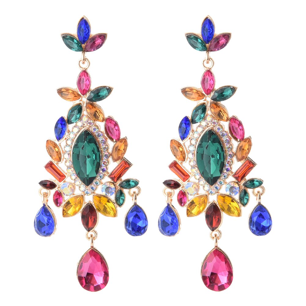 Colorful Crystal Earrings Jewelry Clear Pure Rhinestone Earring Accessories