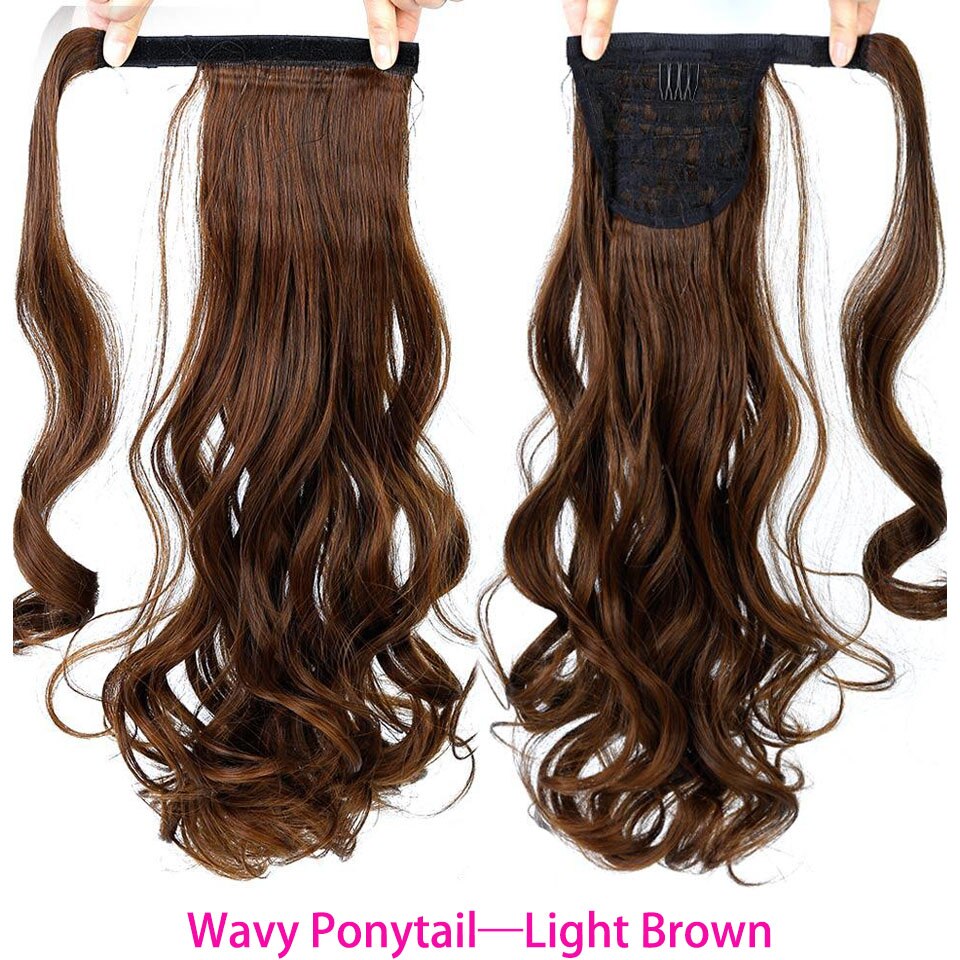 Synthetic Long Straight Wrap Around Clip In Ponytail Hair Extension Heat Resistant Hair Wig
