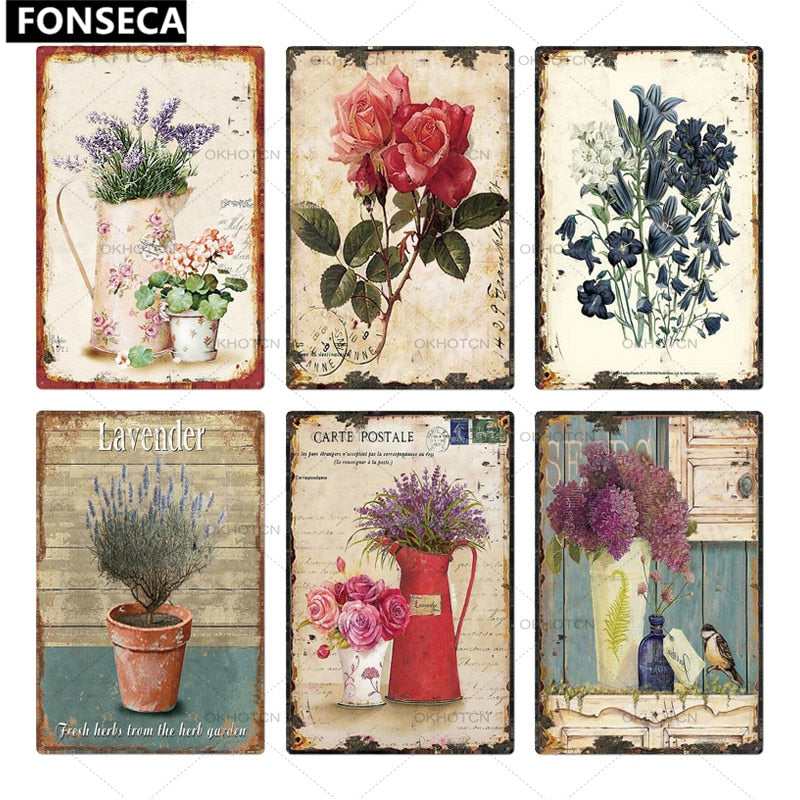 Garden Rules Metal Sign Vintage Metal Plaque Plates Decor For Pub Bar Home Wall Decor Tin Signs Flower Poster