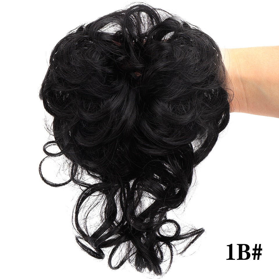 Synthetic Hair Bun Bands Blonde Black Messy Curly Chignon Donut Updo Scrunchies Fake Hair Pieces For Women Hair Extensions