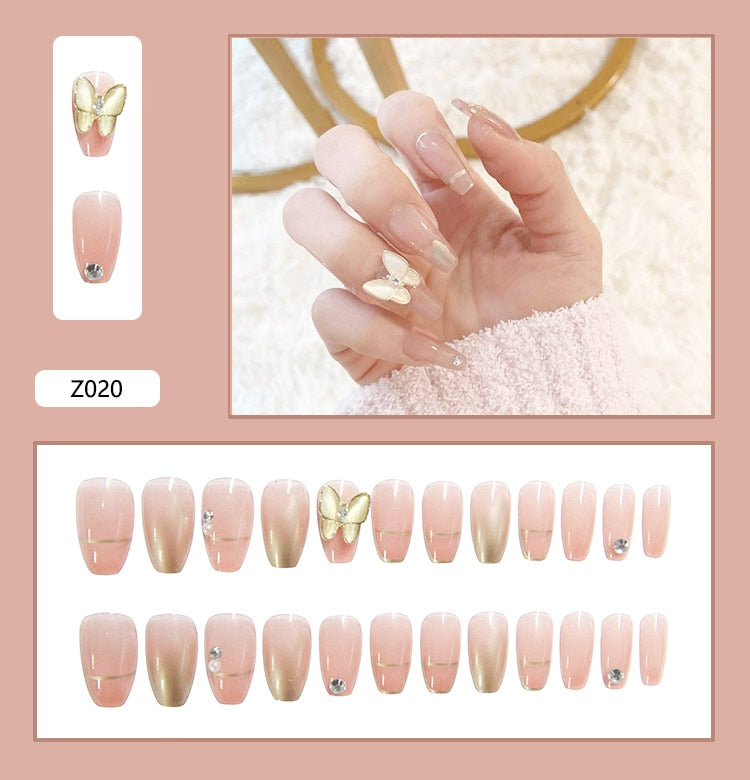 24Pcs/Set 3D Butterfly Bow Bride Fresh and Elegant White Wear DIY Manicure Nail Art Tools