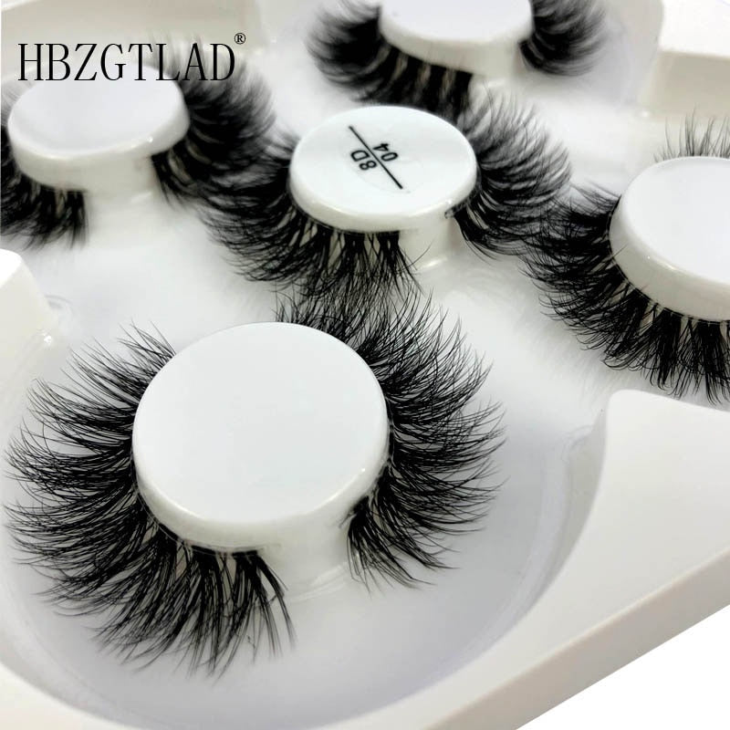 5 pairs Mink Eyelashes Clear Band Eye Lashes Crisscross Transparent Band False Eyelashes Handmade Dramatic Lashes Upper Lash