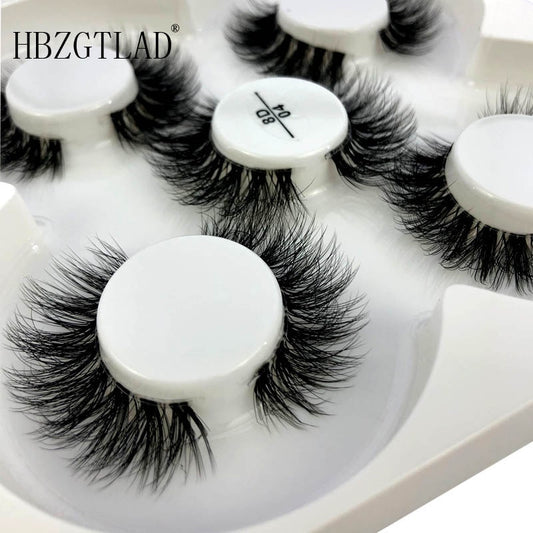 5 pairs Mink Eyelashes Clear Band Eye Lashes Crisscross Transparent Band False Eyelashes Handmade Dramatic Lashes Upper Lash