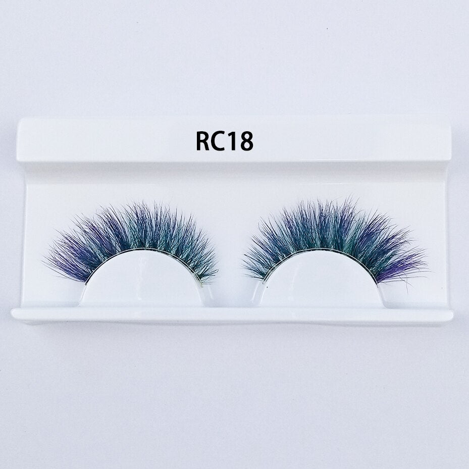 1pair Transparent stem Colored Mink Lashes 15mm-25mm False Eyelashes Soft Tousled 3D Spectacular Long Natural Mink