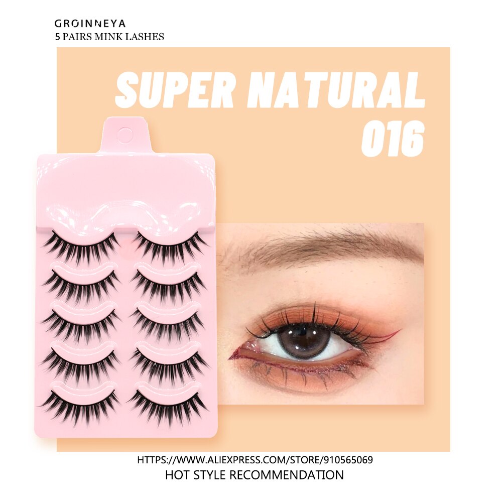 5 Pairs 3D Faux Mink Lashes Natural False Eyelashes Fluffy Soft Wispy Volume Cross Reusable Eyelash
