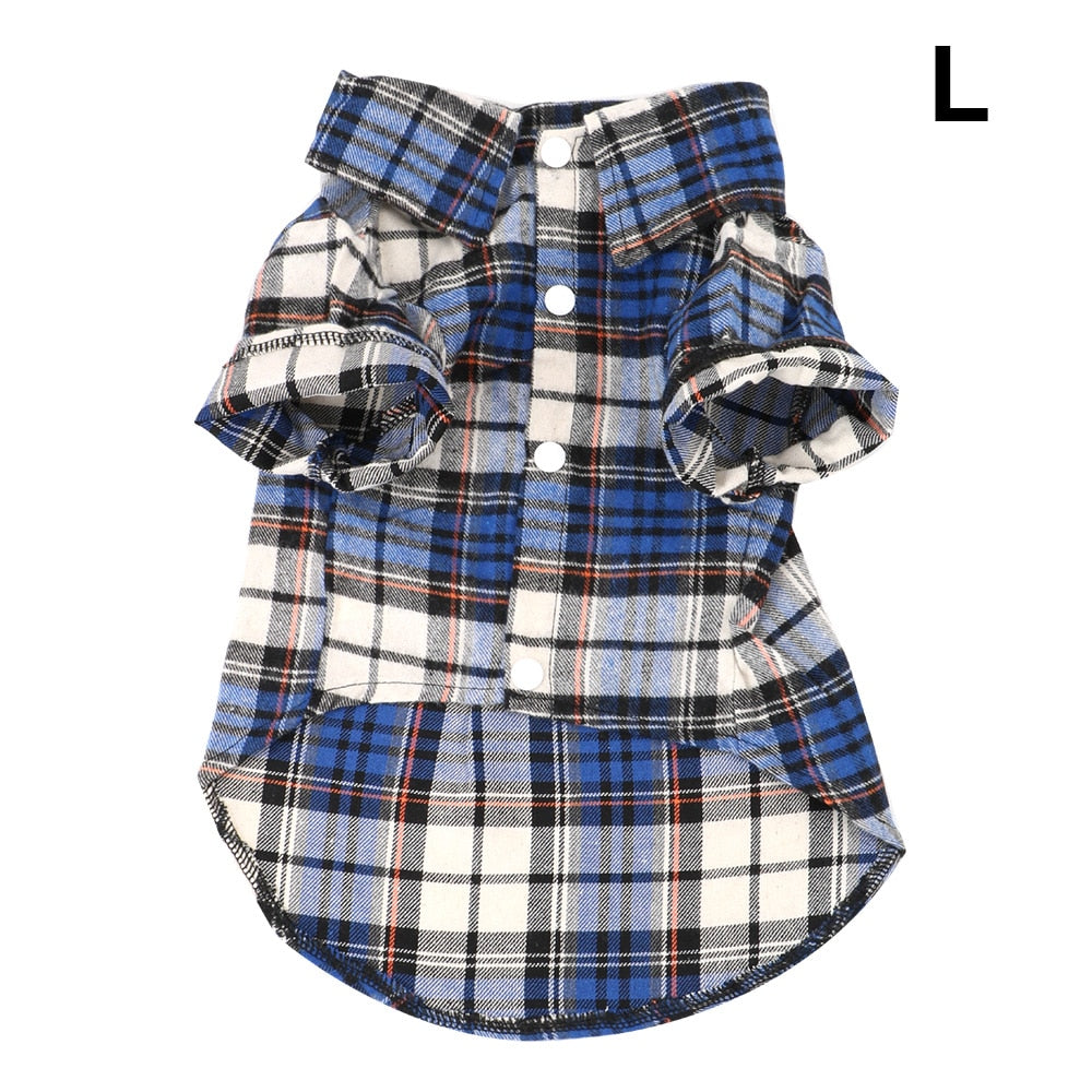 Soft Cotton Short Sleeve Shirts Pet Dog Cat Kitten Clothes Puppy Kitten Clothing Plaid T Shirt