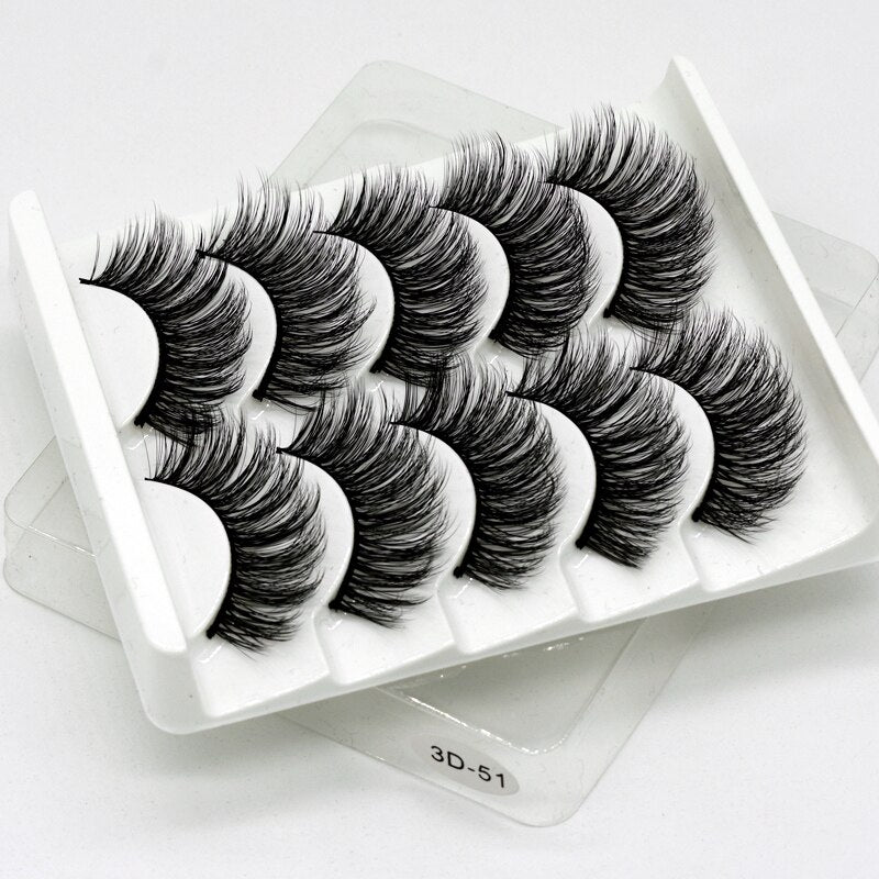 5/8pairs natural false eyelashes fake lashes long makeup 3d mink lashes eyelash extension Fluffy Mink Lashes