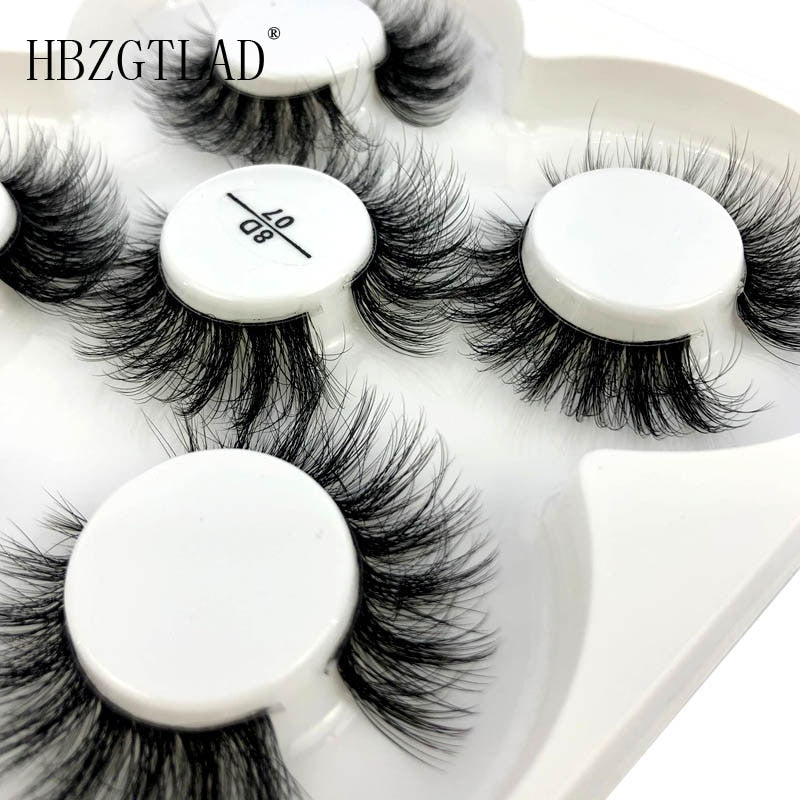 5 pairs Mink Eyelashes Clear Band Eye Lashes Crisscross Transparent Band False Eyelashes Handmade Dramatic Lashes Upper Lash