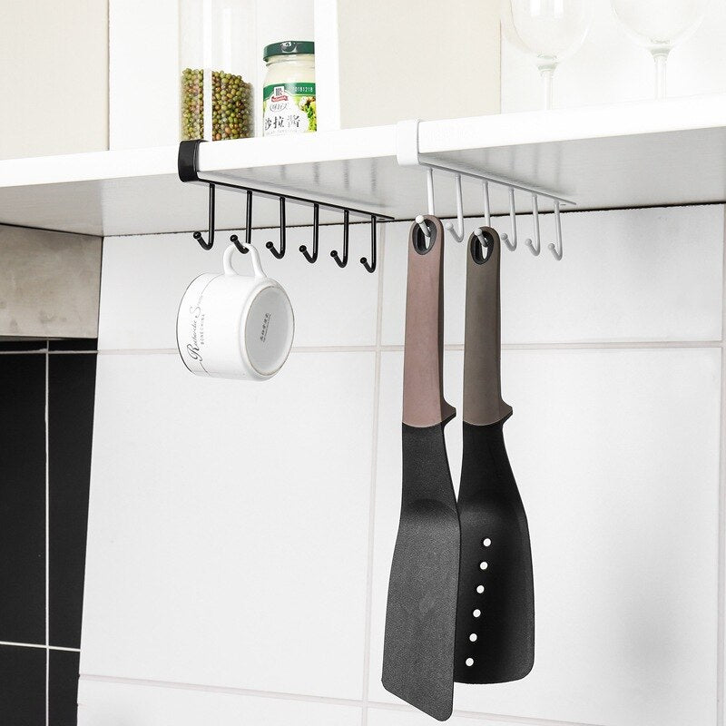 Kitchen Cupboard Organizer Closet Clothes Glass Mug Shelf Hanger Storage Rack Cupboard Shelf Hanging Hook
