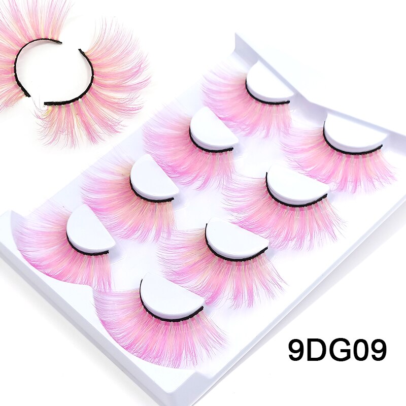25mm 27mm Long Colorful Eyelashes Hot Pink Faux Mink Colored Lashes Cruelty Free Cosplay Halloween Cilias