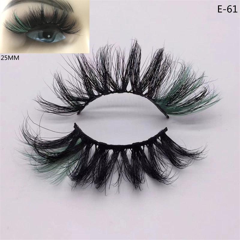 3D Mink Eyelashes Colorful 100% Mink Lashes Mix Color Pink Blue Red White False Eyelashes Fluffy Soft Cilias