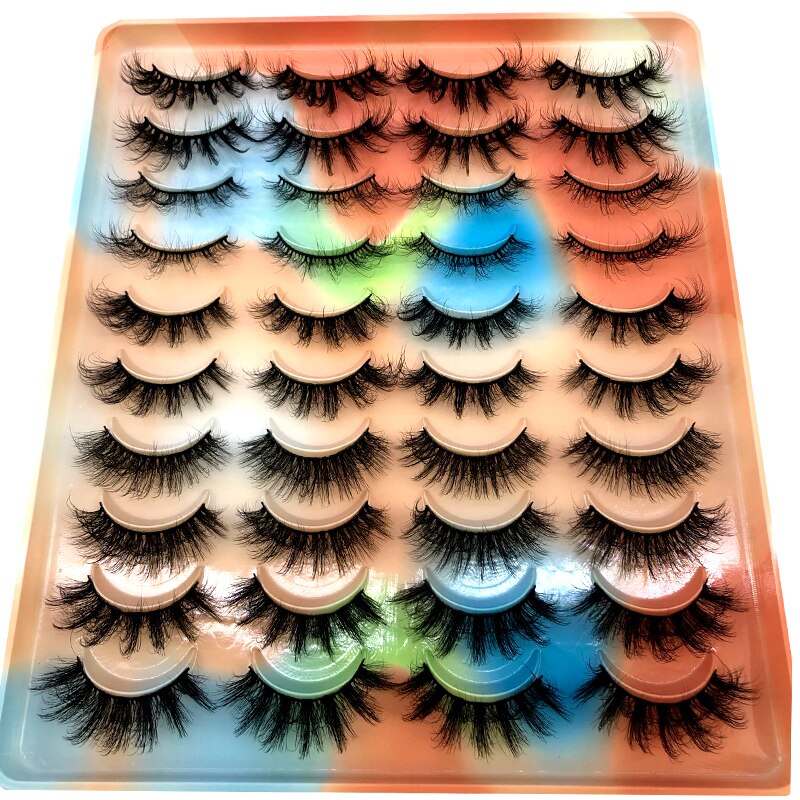 20 pairs long Natural Mink False Eyelashes Cross Dense Handmade Cotton Stalk Eye Lashes Mink Fake Eyelashes