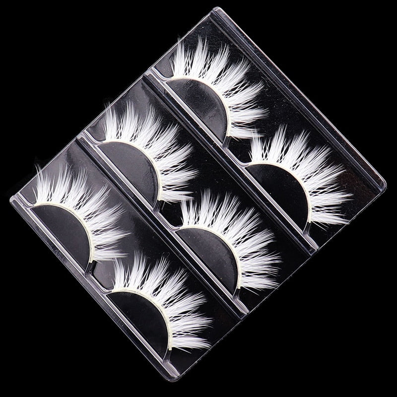 3 Pairs/Lot Fluffy Lace White Eyelashe Natural Colored Artificial Vegan Silk Eye Lashes for Doll Cosplay Party