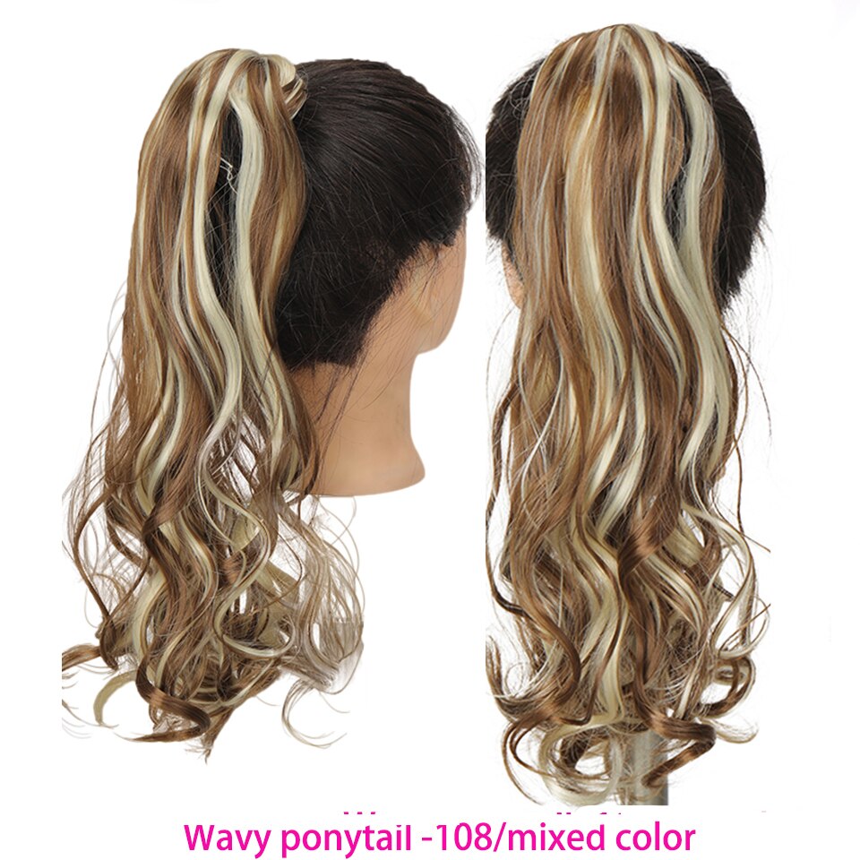 Synthetic Long Straight Wrap Around Clip In Ponytail Hair Extension Heat Resistant Hair Wig