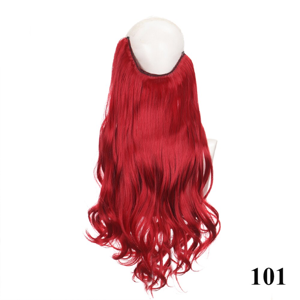 Synthetic 24inch Invisible Hair Wire Without No Clip Hair Extension Fishing Line Wig Wavy Hair Female False Hair Piece