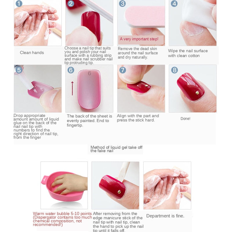24pcs False Nails Nude Gradient Nail Patch Rhinestone Inlaid Press On Nails Removable Long Manicure nail tips