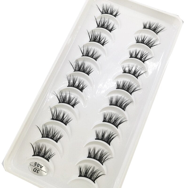 10 Pairs Crisscross Half Eye Lashes Natural False Eyelashes Handmade Faux 3D Mink Lashes Eyelash Extension