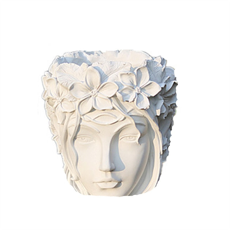 Beautifull 3D Girl Head Cement Vase Mould DIY Concrete Flower Pot Silicone Planter Molds Garden Decorating Craft