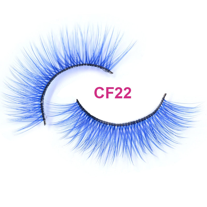 Red Blue Purple Pink Mix 3D Faux Mink Colored Eyelashes Ombre Vegan Strip Lashes Natural Dramatic Fluffy Colourful Cilias Party