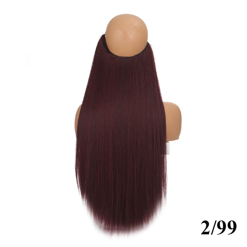 Invisible Wire No Clip One Piece Hair Extensions Secret Fish Line Hair Pieces Wave Straight Synthetic Fake 24 inch