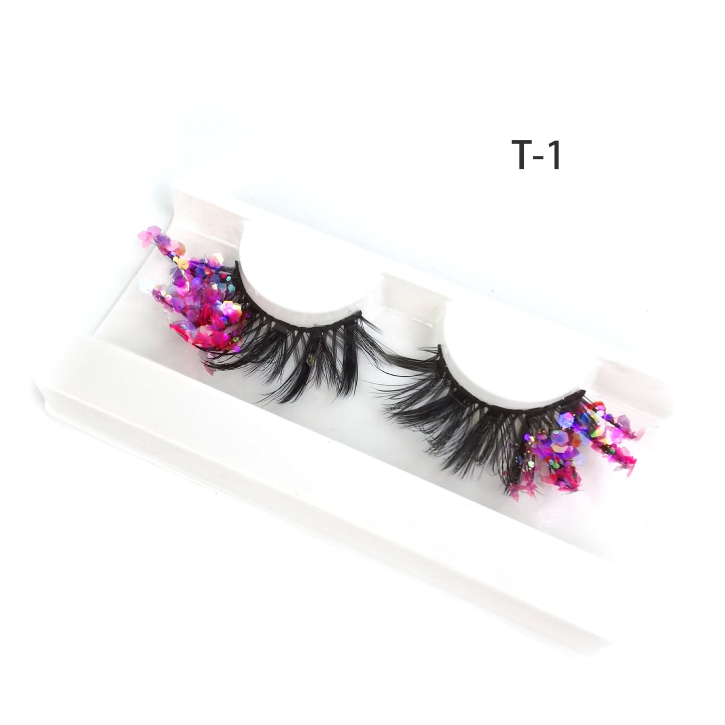 3 Pair Colored Shining Gold Glitter Eyelashes Handmade Dramatic Purple Colorful Rainbow Lashes For Party Show Halloween Cosplay