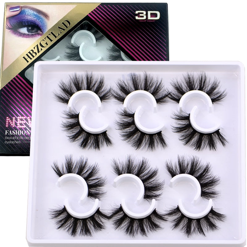 2/4/6pairs natural false eyelashes fake lashes long 3D mink extension