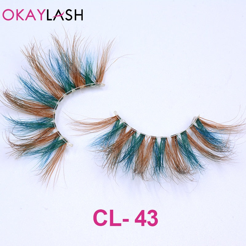 1pair/box real mink color 25mm long siberian eyelashes costume fancy ball dramatic unique colored red blue fake lashes