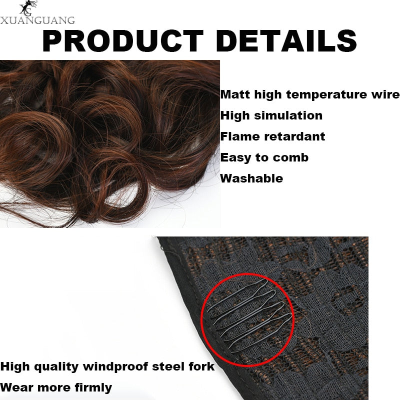 Natural Wave Pony Tail Fake Hair Extension Heat Resistant Synthetic Long Wavy Wrap Around Clip In Ponytail Hair