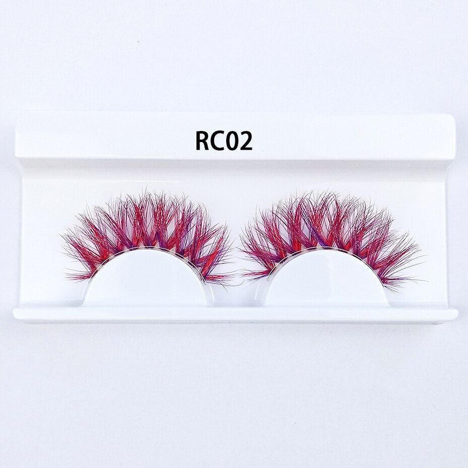 1pair Transparent stem Colored Mink Lashes 15mm-25mm False Eyelashes Soft Tousled 3D Spectacular Long Natural Mink