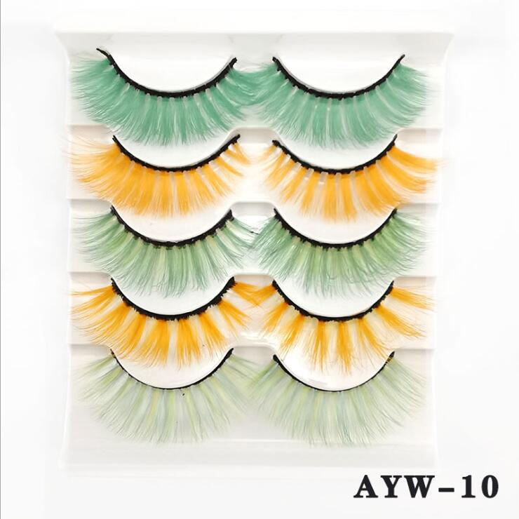 5 Pairs 8-25mm 3d Mink Colorful Dramatic fake Lashes Wispy Natural long Mink Lashes False Eyelashes
