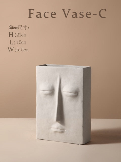 Nordic Creative Ceramic Face Vase Simple Decoration Bedroom Decor Livingroom Porch Home Decoration Art Vase