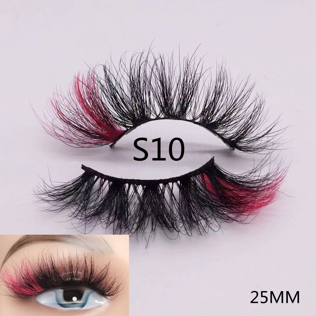 3D Mixed Color Mink Lashes Beauty Natural Individual Eyelashes Fluffy Lash Extension mix pink blue dramatic lash