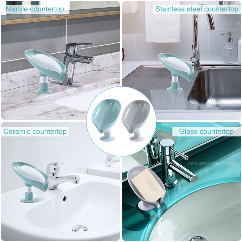 2PCS Suction Cup Soap dish For bathroom Kitchen Shower Portable Leaf Soap Holder Plastic accessories