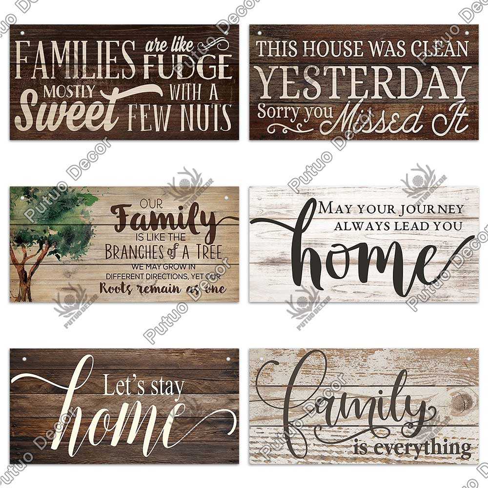 Putuo Decor Home Wooden Signs Family Wood Wall Plaque Wood Art Home Decor for Friendship Wooden Pendant Home Wall Decoration