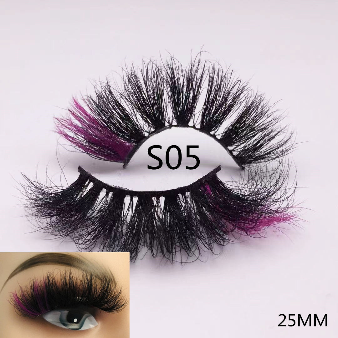 3D Mixed Color Mink Lashes Beauty Natural Individual Eyelashes Fluffy Lash Extension mix pink blue dramatic lash