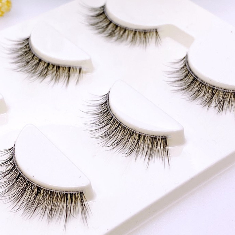 Transparent Terrier 3 Pairs 3D Mink EyeLashes False Lashes Thick EyeLash Lashes Natural Soft Fake EyeLashes