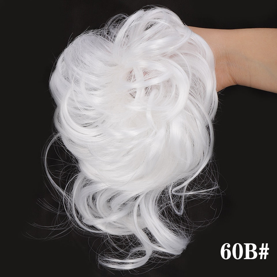 Synthetic Hair Bun Bands Blonde Black Messy Curly Chignon Donut Updo Scrunchies Fake Hair Pieces For Women Hair Extensions