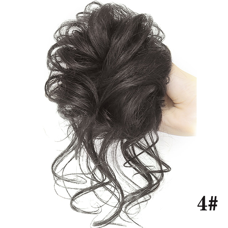 Synthetic Hair Bun Bands Blonde Black Messy Curly Chignon Donut Updo Scrunchies Fake Hair Pieces For Women Hair Extensions
