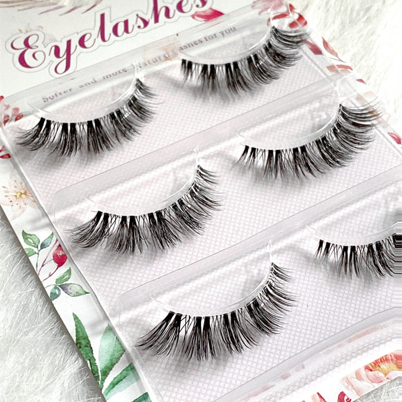 Transparent Terrier 3 Pairs 3D Mink EyeLashes False Lashes Thick EyeLash Lashes Natural Soft Fake EyeLashes