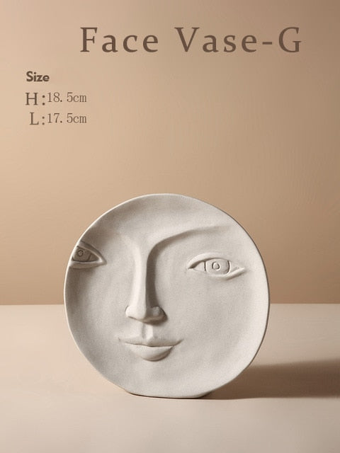 Nordic Creative Ceramic Face Vase Simple Decoration Bedroom Decor Livingroom Porch Home Decoration Art Vase
