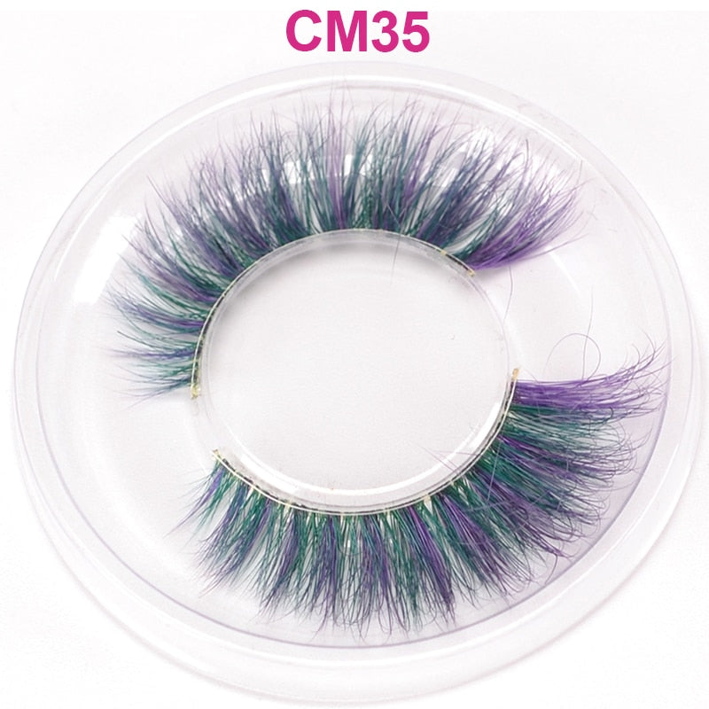 Pink Red Purple Colored Eyelashes Bulk Rainbow Eyelashes 100% 3D Real Mink Colorful Lashes