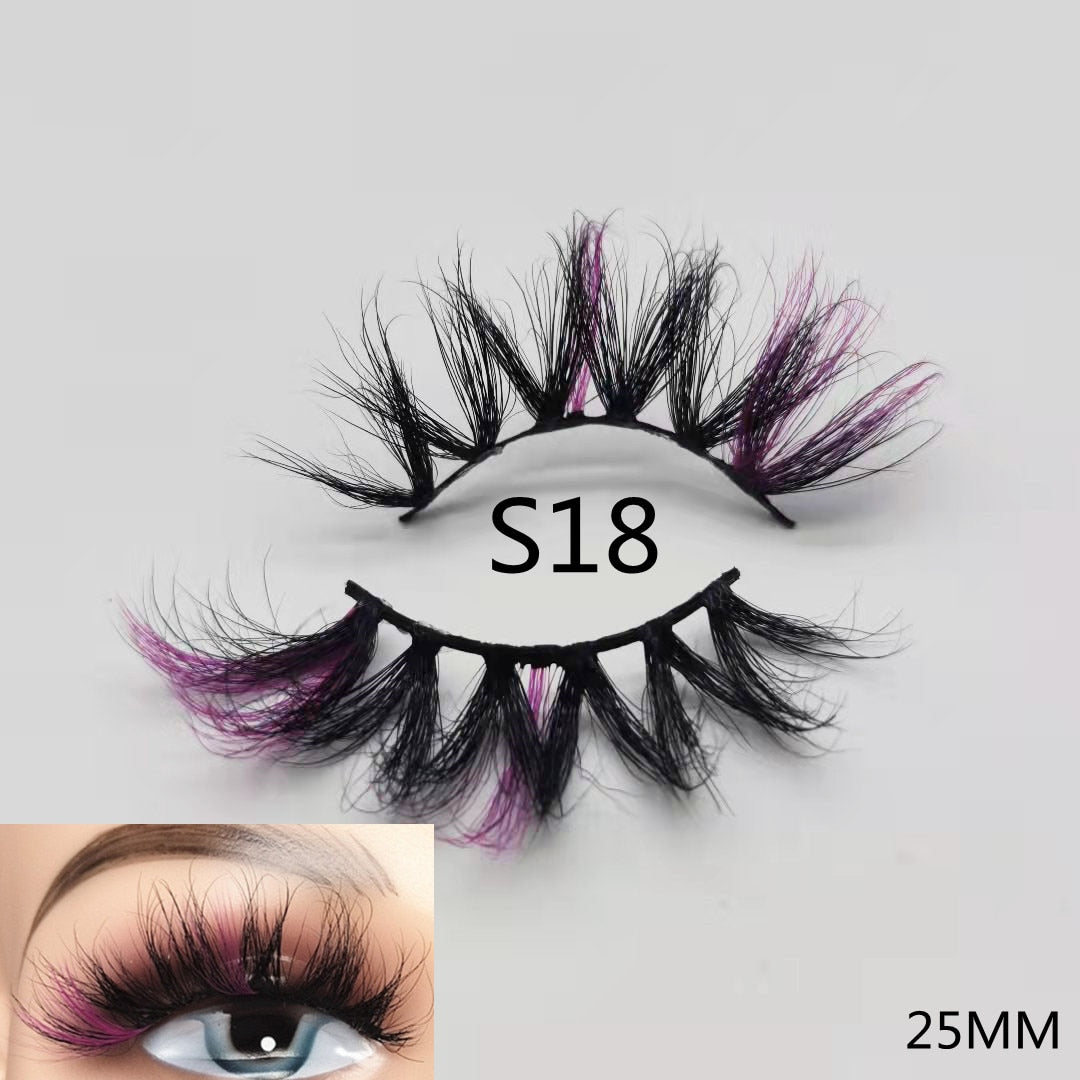 3D Mixed Color Mink Lashes Beauty Natural Individual Eyelashes Fluffy Lash Extension mix pink blue dramatic lash