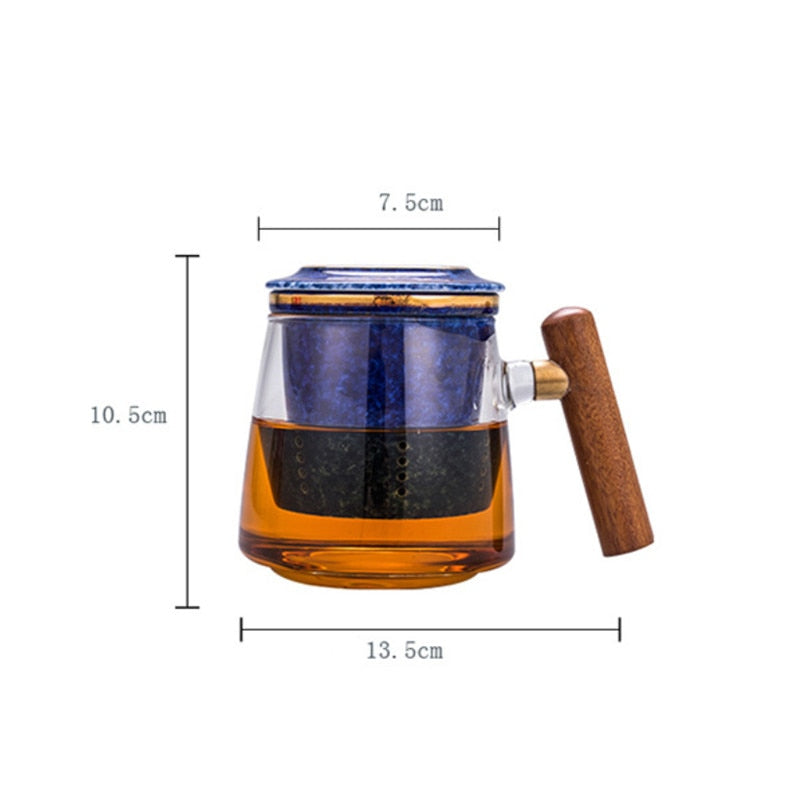 Heat Resistant Glass Teacup with Ceramic Filter and Cover Office Tea Strainer Cup Couple Simple Water Mug Drinkware
