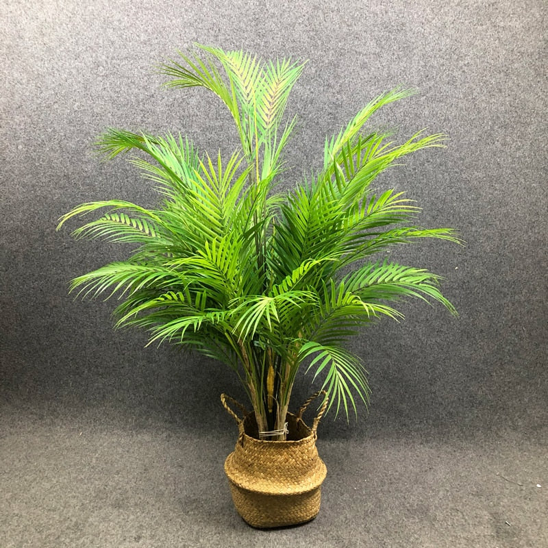 125cm Large Artificial Palm Tree Tropical Plants Branches Plastic Fake Leaves Green Monstera For Home Garden Room Office Decor