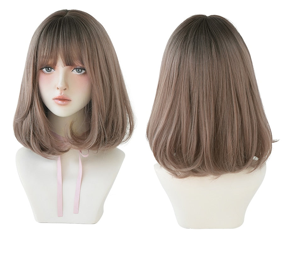 Natural Comfortable Synthetic Wig Black Shoulder Straight Hair 14 Inch Fashion Hairstyle Wig